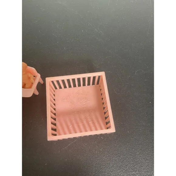 Vintage Pink & Blue Dollhouse Baby Accessories Set With Pram Crib & High Chair - Picture 2 of 6